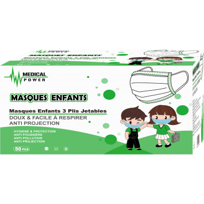 Masque Chirurgical ENFANT  3 plis - Sachet de 10